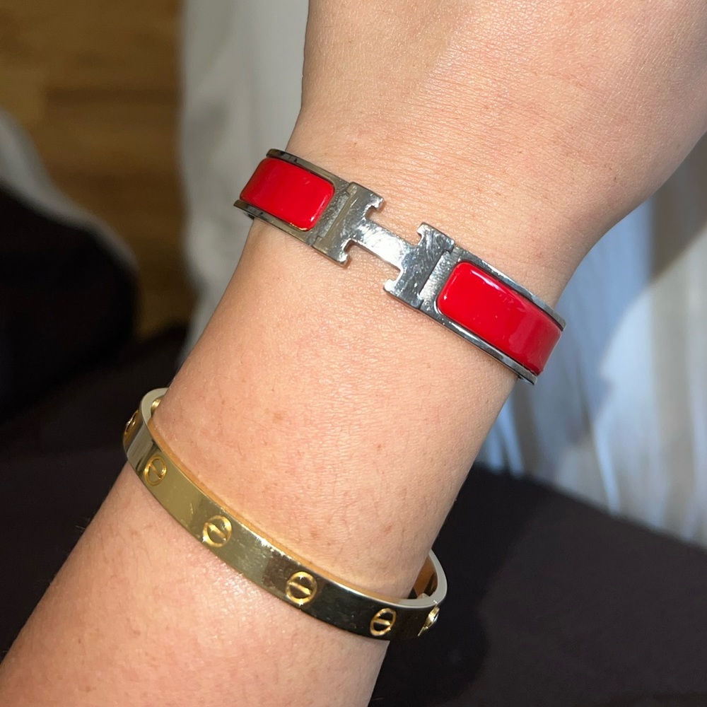 Authentic Red Hermes Clic H bracelet